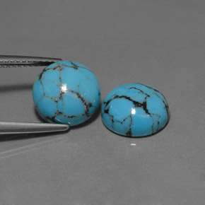 Gemas de turquesa azul natural de  ct, corte redondo, opaco