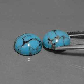 Gemas de turquesa azul natural de  ct, corte redondo, opaco