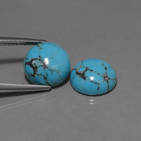 Gemas de turquesa azul natural de  ct, corte redondo, opaco