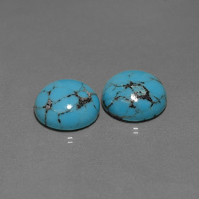 Gemas de turquesa azul natural de  ct, corte redondo, opaco