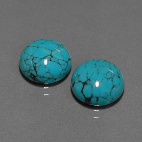 Gemas de turquesa azul natural de  ct, corte redondo, opaco