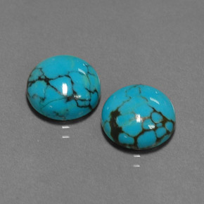 Gemas de turquesa azul natural de  ct, corte redondo, opaco