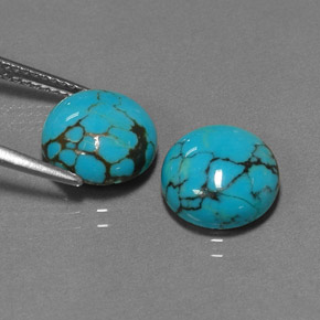 Gemas de turquesa azul natural de  ct, corte redondo, opaco