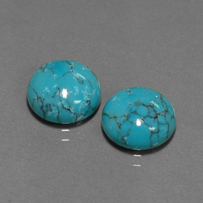 Gemas de turquesa azul natural de  ct, corte redondo, opaco