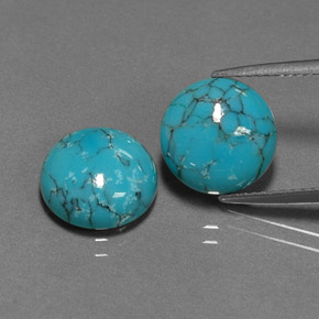 Gemas de turquesa azul natural de  ct, corte redondo, opaco