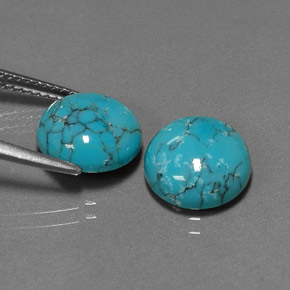 Gemas de turquesa azul natural de  ct, corte redondo, opaco