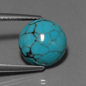 Turquesa azul natural de 2,55 ct, corte redondo, opaco
