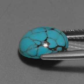 Turquesa azul natural de 2,55 ct, corte redondo, opaco
