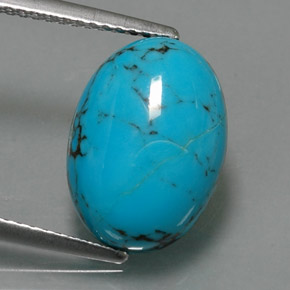 Turquesa azul natural de 3,84 ct, corte óvalo, opaco