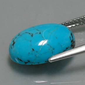 Turquesa azul natural de 3,84 ct, corte óvalo, opaco