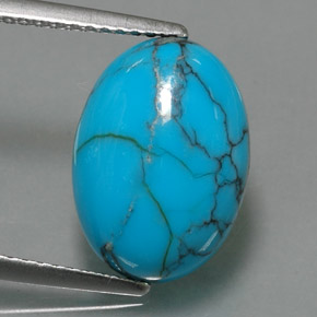 Turquesa azul natural de 4,52 ct, corte óvalo, opaco