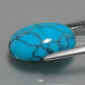 Turquesa azul natural de 4,52 ct, corte óvalo, opaco