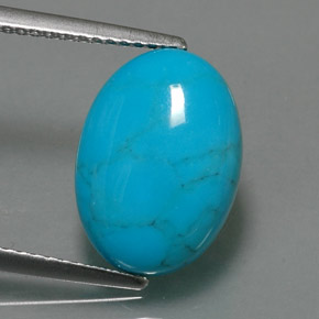 Turquesa azul natural de 3,84 ct, corte óvalo, opaco