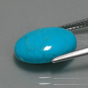 Turquesa azul natural de 3,84 ct, corte óvalo, opaco