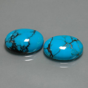 Gemas de turquesa azul natural de  ct, corte óvalo, opaco