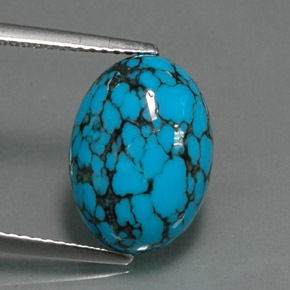 Turquesa azul natural de 4,09 ct, corte óvalo, opaco