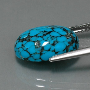 Turquesa azul natural de 4,09 ct, corte óvalo, opaco
