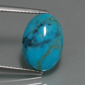 Turquesa azul natural de 3,78 ct, corte óvalo, opaco