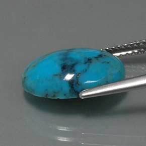 Turquesa azul natural de 3,78 ct, corte óvalo, opaco