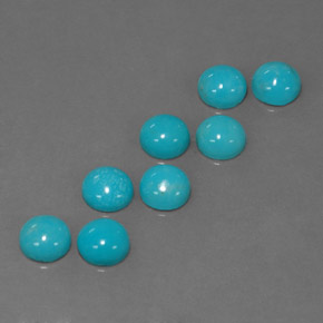 Gemas de turquesa azul natural de  ct, corte redondo, opaco
