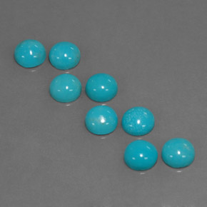 Gemas de turquesa azul natural de  ct, corte redondo, opaco