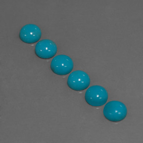 Gemas de turquesa azul natural de  ct, corte redondo, opaco