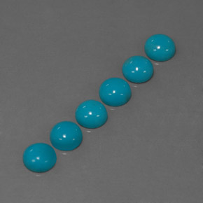 Gemas de turquesa azul natural de  ct, corte redondo, opaco