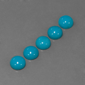 Gemas de turquesa azul natural de  ct, corte redondo, opaco