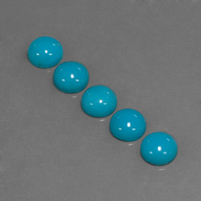 Gemas de turquesa azul natural de  ct, corte redondo, opaco