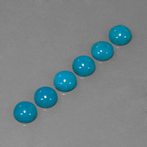 Gemas de turquesa azul natural de  ct, corte redondo, opaco