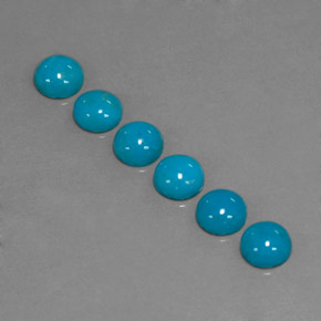 Gemas de turquesa azul natural de  ct, corte redondo, opaco