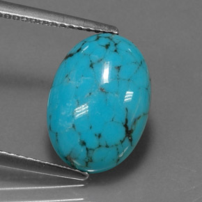 Turquesa azul natural de 3,40 ct, corte óvalo, opaco