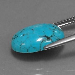 Turquesa azul natural de 3,40 ct, corte óvalo, opaco