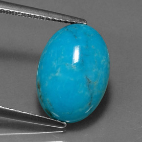 Turquesa azul natural de 4,33 ct, corte óvalo, opaco