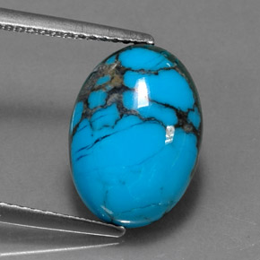 Turquesa azul natural de 4,08 ct, corte óvalo, opaco