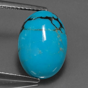 Turquesa azul natural de 4,44 ct, corte óvalo, opaco