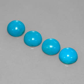 Gemas de turquesa azul natural de  ct, corte redondo, opaco