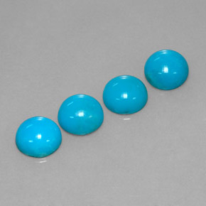 Gemas de turquesa azul natural de  ct, corte redondo, opaco