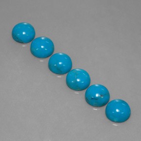 Gemas de turquesa azul natural de  ct, corte redondo, opaco