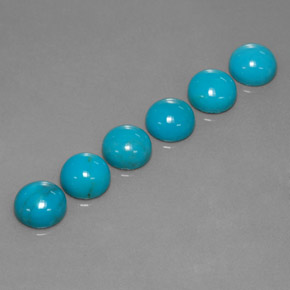 Gemas de turquesa azul natural de  ct, corte redondo, opaco