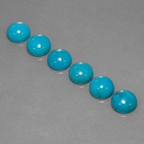Gemas de turquesa azul natural de  ct, corte redondo, opaco
