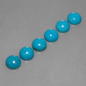 Gemas de turquesa azul natural de  ct, corte redondo, opaco