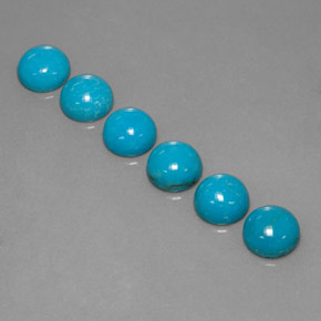 Gemas de turquesa azul natural de  ct, corte redondo, opaco