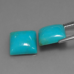 Gemas de turquesa azul natural de  ct, cuadrado, opaco