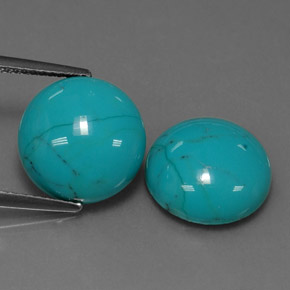 Gemas de turquesa azul natural de  ct, corte redondo, opaco