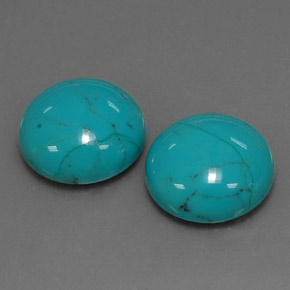 Gemas de turquesa azul natural de  ct, corte redondo, opaco