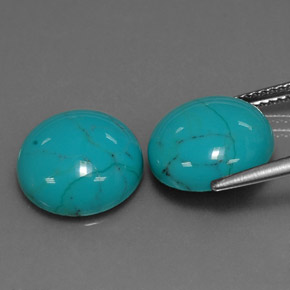 Gemas de turquesa azul natural de  ct, corte redondo, opaco