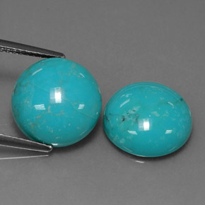 Gemas de turquesa azul natural de  ct, corte redondo, opaco