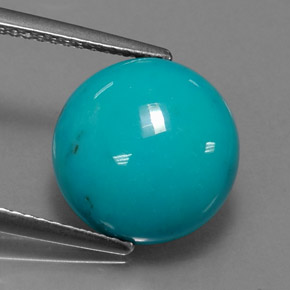 Turquesa azul natural de 4,17 ct, corte redondo, opaco
