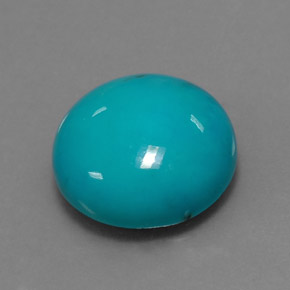 Turquesa azul natural de 4,17 ct, corte redondo, opaco